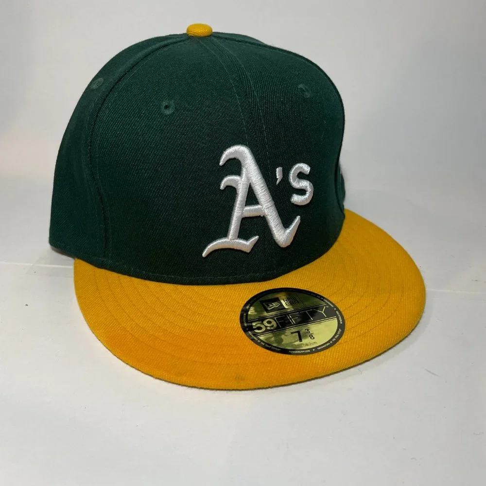 Oakland A's New Era Home Authentic On-Field 59FIFTY Fitted Hat 7 3/8 See Photos - Picture 7 of 9